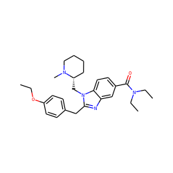 CCOc1ccc(Cc2nc3cc(C(=O)N(CC)CC)ccc3n2C[C@H]2CCCCN2C)cc1 ZINC000003947702