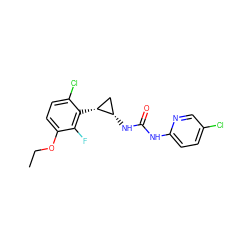CCOc1ccc(Cl)c([C@@H]2C[C@@H]2NC(=O)Nc2ccc(Cl)cn2)c1F ZINC000006411234