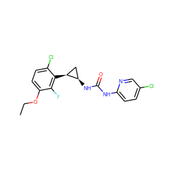 CCOc1ccc(Cl)c([C@H]2C[C@H]2NC(=O)Nc2ccc(Cl)cn2)c1F ZINC000006411251