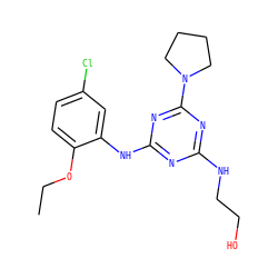 CCOc1ccc(Cl)cc1Nc1nc(NCCO)nc(N2CCCC2)n1 ZINC000012726121