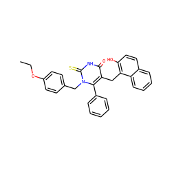 CCOc1ccc(Cn2c(-c3ccccc3)c(Cc3c(O)ccc4ccccc34)c(=O)[nH]c2=S)cc1 ZINC000141935519