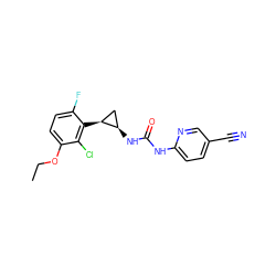 CCOc1ccc(F)c([C@H]2C[C@H]2NC(=O)Nc2ccc(C#N)cn2)c1Cl ZINC000005845235