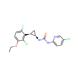 CCOc1ccc(F)c([C@H]2C[C@H]2NC(=O)Nc2ccc(Cl)cn2)c1Cl ZINC000003811140