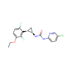 CCOc1ccc(F)c([C@H]2C[C@H]2NC(=O)Nc2ccc(Cl)cn2)c1F ZINC000006411252