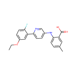CCOc1ccc(F)c(-c2ccc(Nc3ccc(C)cc3C(=O)O)cn2)c1 ZINC000113898564
