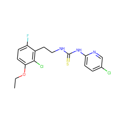 CCOc1ccc(F)c(CCNC(=S)Nc2ccc(Cl)cn2)c1Cl ZINC000013759861