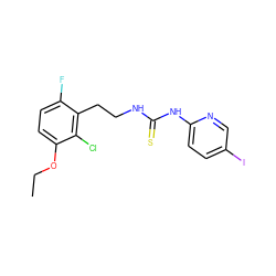 CCOc1ccc(F)c(CCNC(=S)Nc2ccc(I)cn2)c1Cl ZINC000013759862