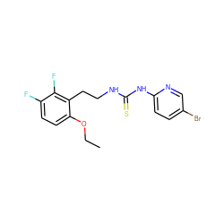 CCOc1ccc(F)c(F)c1CCNC(=S)Nc1ccc(Br)cn1 ZINC000013759872