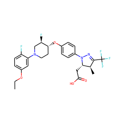 CCOc1ccc(F)c(N2CC[C@@H](Oc3ccc(N4N=C(C(F)(F)F)[C@@H](C)[C@@H]4CC(=O)O)cc3)[C@H](F)C2)c1 ZINC001772615982
