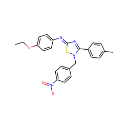 CCOc1ccc(N=c2nc(-c3ccc(C)cc3)n(Cc3ccc([N+](=O)[O-])cc3)s2)cc1 ZINC000253531715