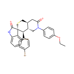 CCOc1ccc(N2C[C@H]3[C@@H](CS[C@]4(C(=O)Nc5cccc(Br)c54)[C@@H]3c3ccc(Br)cc3)CC2=O)cc1 ZINC001772626597