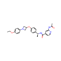 CCOc1ccc(N2CC(Oc3ccc([C@H](C)NC(=O)c4ccnc(NC(C)=O)c4)cc3)C2)cc1 ZINC000142317882