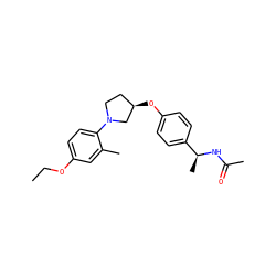 CCOc1ccc(N2CC[C@@H](Oc3ccc([C@H](C)NC(C)=O)cc3)C2)c(C)c1 ZINC001772647874