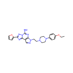 CCOc1ccc(N2CCN(CCn3ncc4c3nc(N)n3nc(-c5ccco5)nc43)CC2)cc1 ZINC000028891758