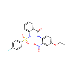 CCOc1ccc(NC(=O)c2ccccc2NS(=O)(=O)c2ccc(F)cc2)c([N+](=O)[O-])c1 ZINC000008684394