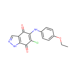 CCOc1ccc(NC2=C(Cl)C(=O)c3[nH]ncc3C2=O)cc1 ZINC000028604220