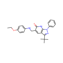 CCOc1ccc(NCc2cc3c(C(C)(C)C)nn(-c4ccccc4)c3[nH]c2=O)cc1 ZINC000018178814