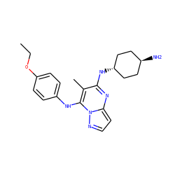 CCOc1ccc(Nc2c(C)c(N[C@H]3CC[C@H](N)CC3)nc3ccnn23)cc1 ZINC000254092478