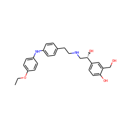 CCOc1ccc(Nc2ccc(CCNC[C@H](O)c3ccc(O)c(CO)c3)cc2)cc1 ZINC000038480124
