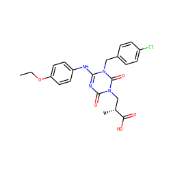 CCOc1ccc(Nc2nc(=O)n(C[C@@H](C)C(=O)O)c(=O)n2Cc2ccc(Cl)cc2)cc1 ZINC000200524917