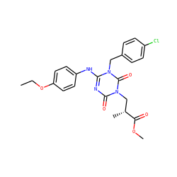 CCOc1ccc(Nc2nc(=O)n(C[C@@H](C)C(=O)OC)c(=O)n2Cc2ccc(Cl)cc2)cc1 ZINC000200529712