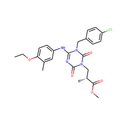 CCOc1ccc(Nc2nc(=O)n(C[C@@H](C)C(=O)OC)c(=O)n2Cc2ccc(Cl)cc2)cc1C ZINC000200505981