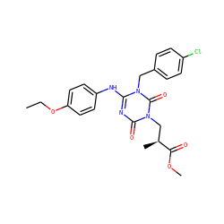 CCOc1ccc(Nc2nc(=O)n(C[C@H](C)C(=O)OC)c(=O)n2Cc2ccc(Cl)cc2)cc1 ZINC000200506033