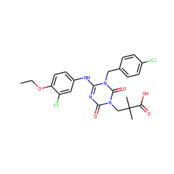 CCOc1ccc(Nc2nc(=O)n(CC(C)(C)C(=O)O)c(=O)n2Cc2ccc(Cl)cc2)cc1Cl ZINC000200522084