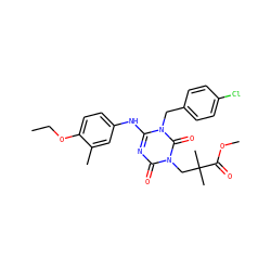CCOc1ccc(Nc2nc(=O)n(CC(C)(C)C(=O)OC)c(=O)n2Cc2ccc(Cl)cc2)cc1C ZINC000200507859