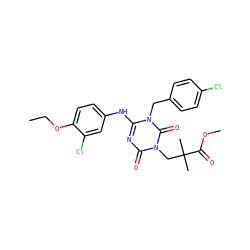 CCOc1ccc(Nc2nc(=O)n(CC(C)(C)C(=O)OC)c(=O)n2Cc2ccc(Cl)cc2)cc1Cl ZINC000200512164