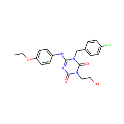 CCOc1ccc(Nc2nc(=O)n(CCO)c(=O)n2Cc2ccc(Cl)cc2)cc1 ZINC000200529135