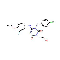 CCOc1ccc(Nc2nc(=O)n(CCO)c(=O)n2Cc2ccc(Cl)cc2)cc1F ZINC000200505753