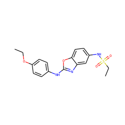 CCOc1ccc(Nc2nc3cc(NS(=O)(=O)CC)ccc3o2)cc1 ZINC000073298135