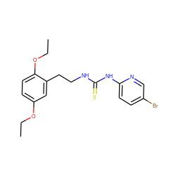 CCOc1ccc(OCC)c(CCNC(=S)Nc2ccc(Br)cn2)c1 ZINC000013759871