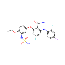 CCOc1ccc(Oc2cc(F)cc(Nc3ccc(I)cc3F)c2C(N)=O)cc1NS(N)(=O)=O ZINC000653802028