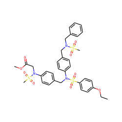 CCOc1ccc(S(=O)(=O)N(Cc2ccc(N(CC(=O)OC)S(C)(=O)=O)cc2)c2ccc(CN(Cc3ccccc3)S(C)(=O)=O)cc2)cc1 ZINC000473160630