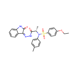 CCOc1ccc(S(=O)(=O)N(c2ccc(C)cc2)[C@@H](C)C(=O)N/N=C2\C(=O)Nc3ccccc32)cc1 ZINC000013677303