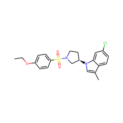 CCOc1ccc(S(=O)(=O)N2CC[C@@H](n3cc(C)c4ccc(Cl)cc43)C2)cc1 ZINC000169699810