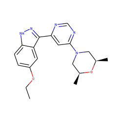 CCOc1ccc2[nH]nc(-c3cc(N4C[C@H](C)O[C@H](C)C4)ncn3)c2c1 ZINC000221341776