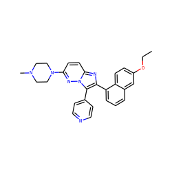 CCOc1ccc2c(-c3nc4ccc(N5CCN(C)CC5)nn4c3-c3ccncc3)cccc2c1 ZINC000653749414