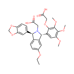 CCOc1ccc2c(c1)[C@@H](c1cc(OC)c(OC)c(OC)c1OCC(=O)O)N(CC(=O)O)[C@@H]2c1ccc2c(c1)OCO2 ZINC000029410679