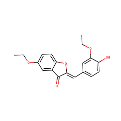 CCOc1ccc2c(c1)C(=O)/C(=C/c1ccc(O)c(OCC)c1)O2 ZINC001772586145