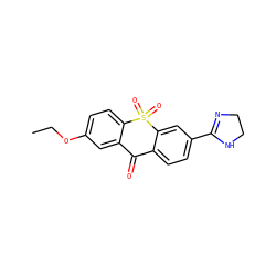 CCOc1ccc2c(c1)C(=O)c1ccc(C3=NCCN3)cc1S2(=O)=O ZINC000013755810