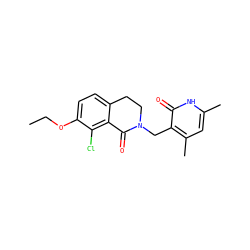 CCOc1ccc2c(c1Cl)C(=O)N(Cc1c(C)cc(C)[nH]c1=O)CC2 ZINC000220963961