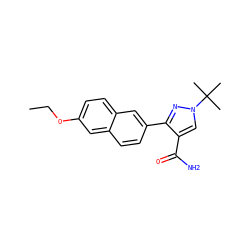 CCOc1ccc2cc(-c3nn(C(C)(C)C)cc3C(N)=O)ccc2c1 ZINC000103251503