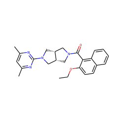 CCOc1ccc2ccccc2c1C(=O)N1C[C@@H]2CN(c3nc(C)cc(C)n3)C[C@@H]2C1 ZINC000116823545