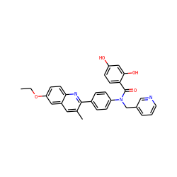 CCOc1ccc2nc(-c3ccc(N(Cc4cccnc4)C(=O)c4ccc(O)cc4O)cc3)c(C)cc2c1 ZINC000653747962