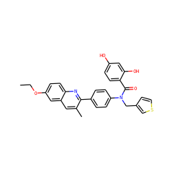 CCOc1ccc2nc(-c3ccc(N(Cc4ccsc4)C(=O)c4ccc(O)cc4O)cc3)c(C)cc2c1 ZINC000653768967