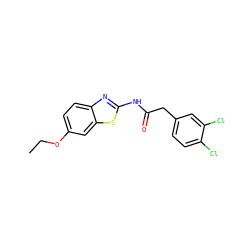 CCOc1ccc2nc(NC(=O)Cc3ccc(Cl)c(Cl)c3)sc2c1 ZINC000003429750