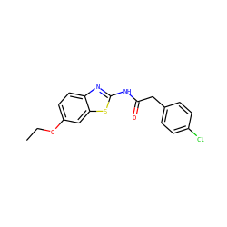CCOc1ccc2nc(NC(=O)Cc3ccc(Cl)cc3)sc2c1 ZINC000006242789